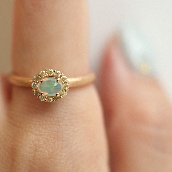 Yellow Diamond, Opal Rapun Ring 18K 옐로우 다이아몬드, 오팔 라푼 반지