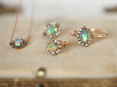 Cognac Diamond, Opal Mui Ring 18K 꼬냑 다이아몬드, 오팔 무이 반지