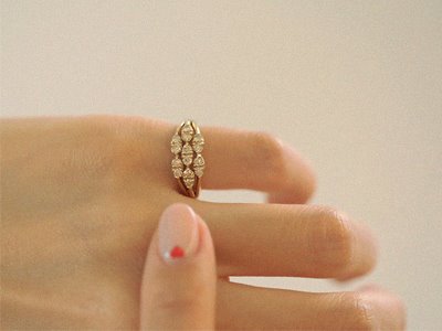 Cognac Diamond Three Layer Pinky Ring 18K 꼬냑 다이아몬드 3줄 애끼 반지