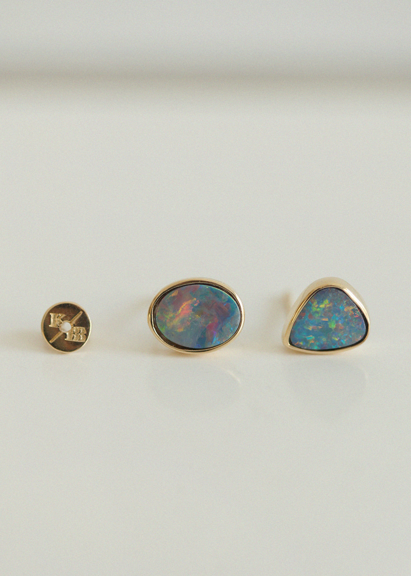 Figure Opal Unbalance Earrings 18K 도형 오팔 언밸런스 귀걸이