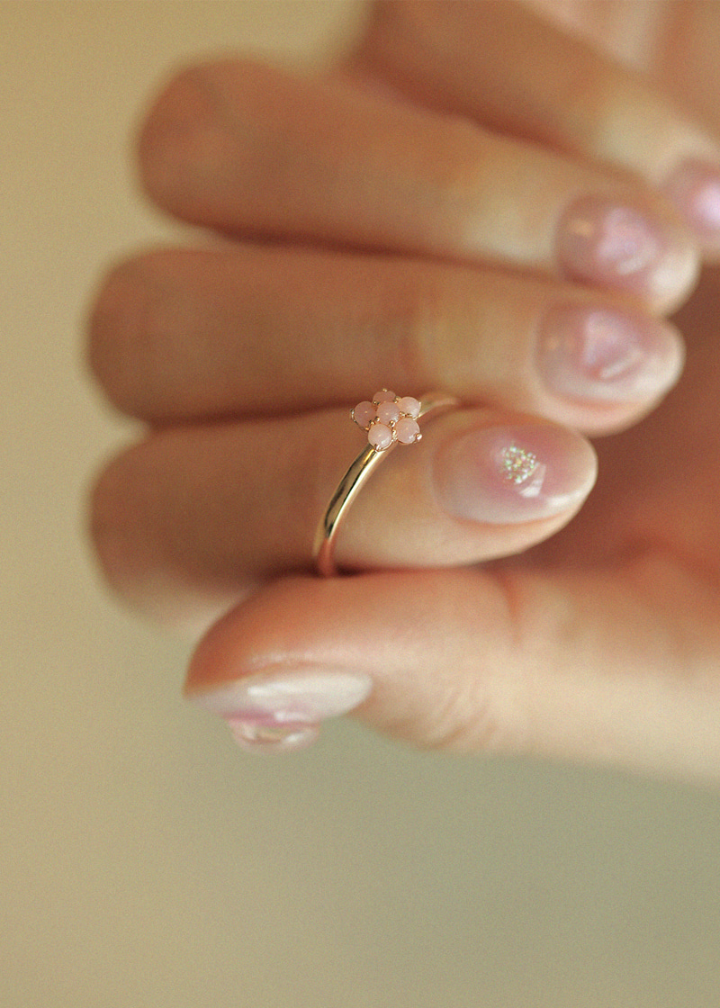 Pink Opal Wild Flower Ring 18K 핑크 오팔 들꽃 반지