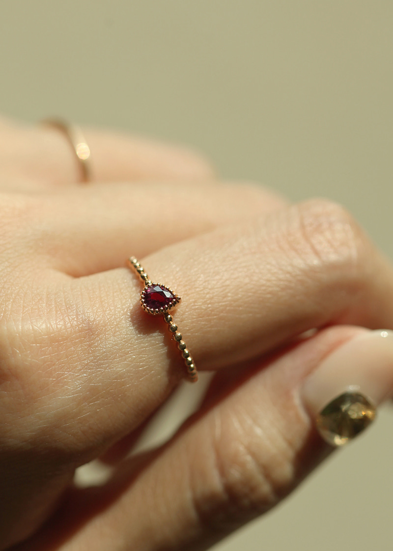 Pear Ruby Slope Ring 18K 물방울 루비 슬로프 반지