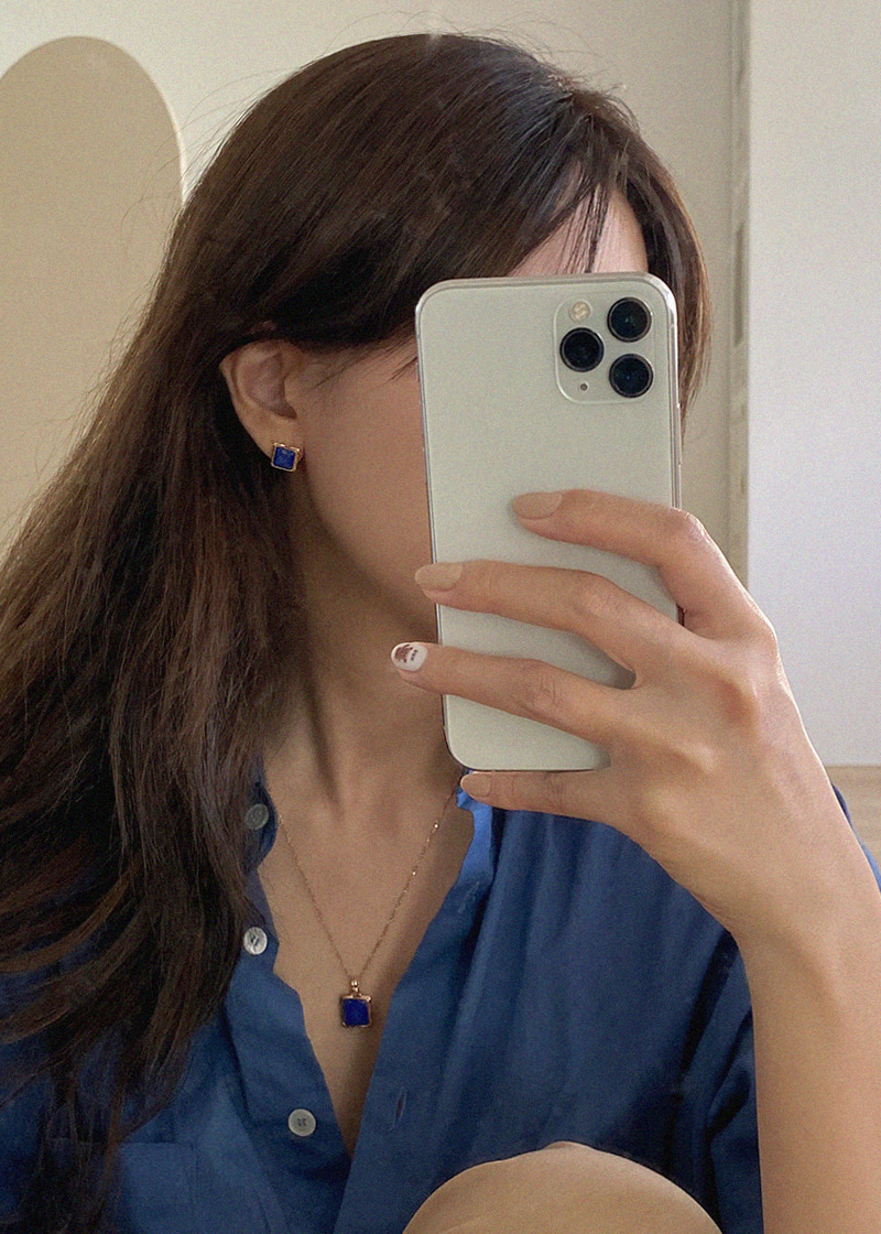 Lapis Lazuli Melting Earrings 18K 라피스라줄리 멜팅 귀걸이