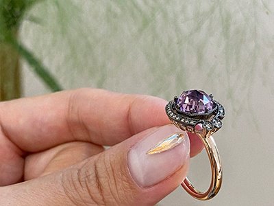 Cognac Diamond, Amethyst Lolo Ring 18K 꼬냑 다이아몬드, 자수정 로로 반지