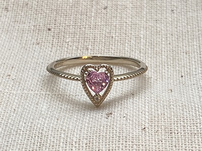 1P Cognac Diamond, Heart Cut Pink Sapphire Feminine Ring 18K 1P 꼬냑 다이아몬드, 하트 컷 핑크 사파이어 페미닌 반지