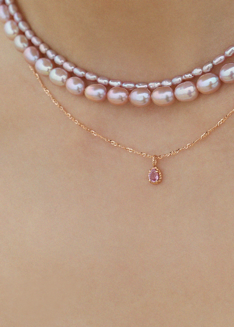 Pink Sapphire Retro Necklace 18K 핑크 사파이어 레트로 목걸이
