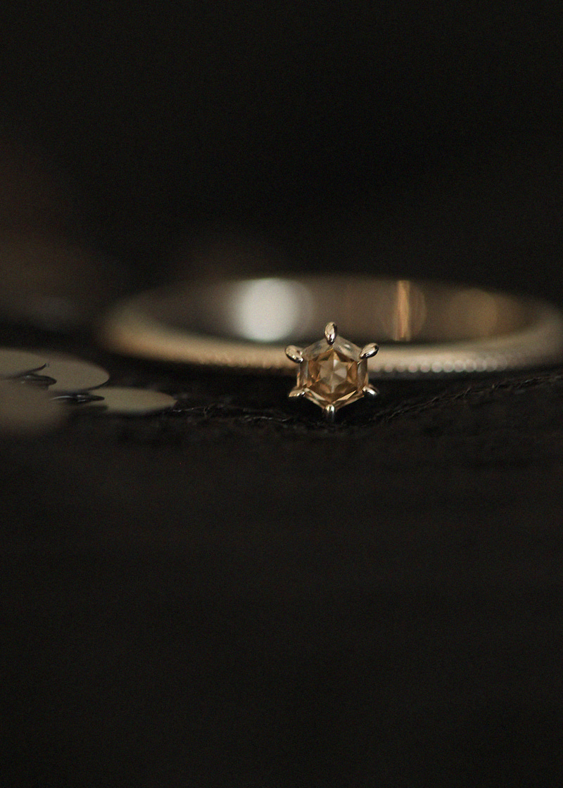 Hexagon Cognac Diamond Ring 18K 육각 꼬냑 다이아몬드 반지