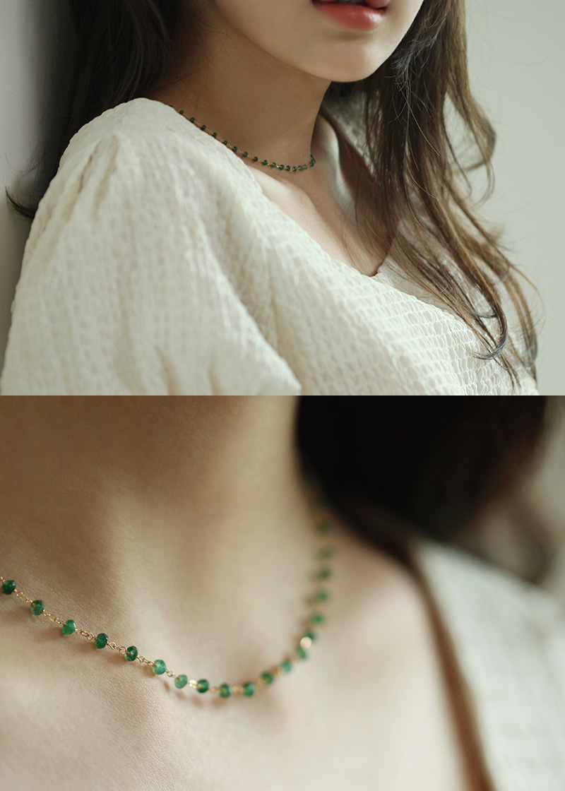 Green Quartz Chain Necklace 18K 그린 쿼츠 체인 목걸이