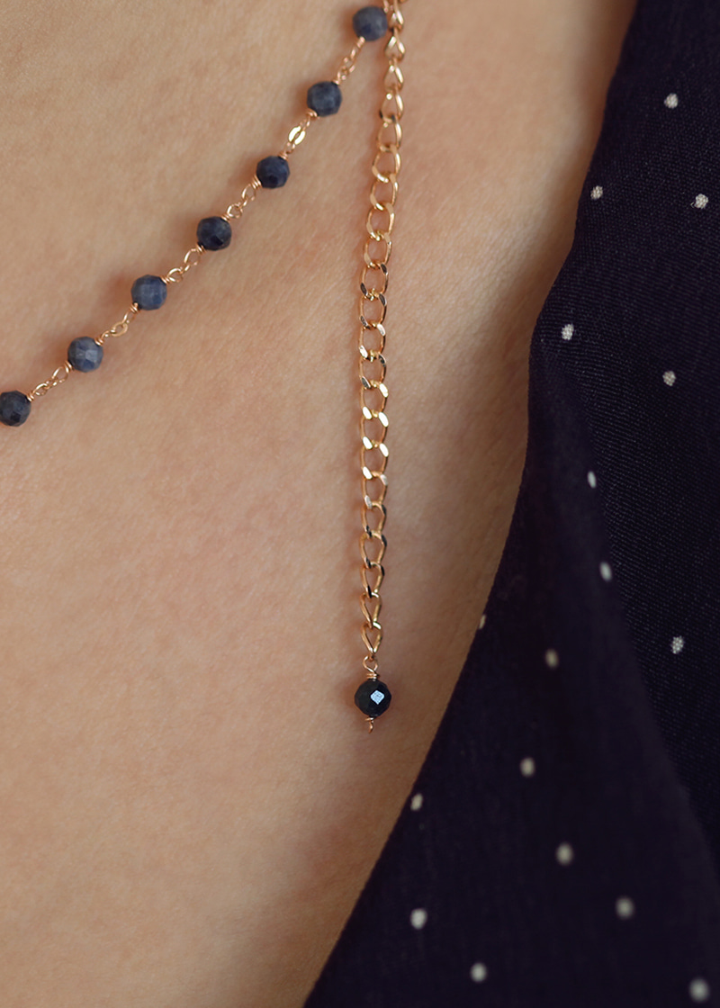 Blue Sapphire Chain Necklace 18K 블루 사파이어 체인 목걸이