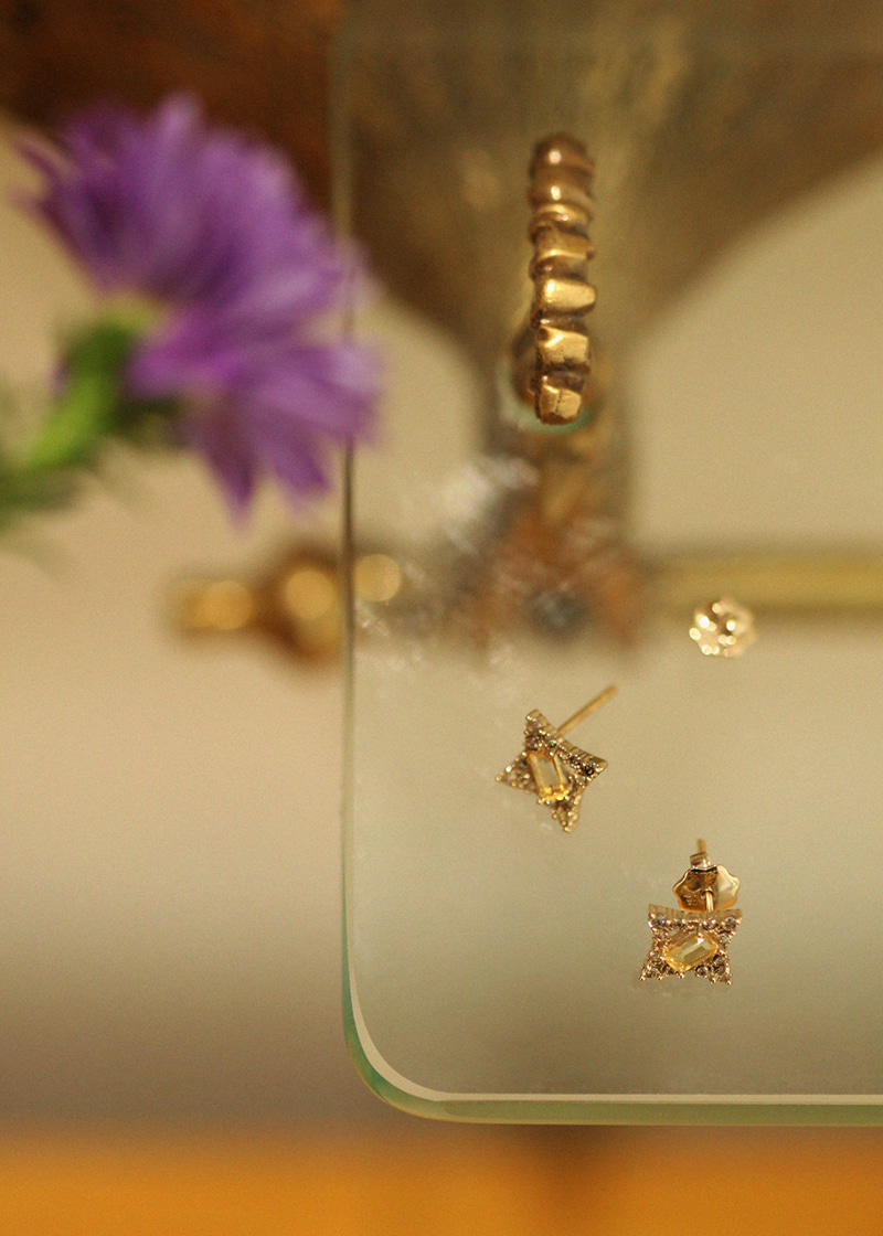 Cognac Diamond, Citrine Shining Earrings 18K 꼬냑 다이아몬드, 시트린 빛나 귀걸이