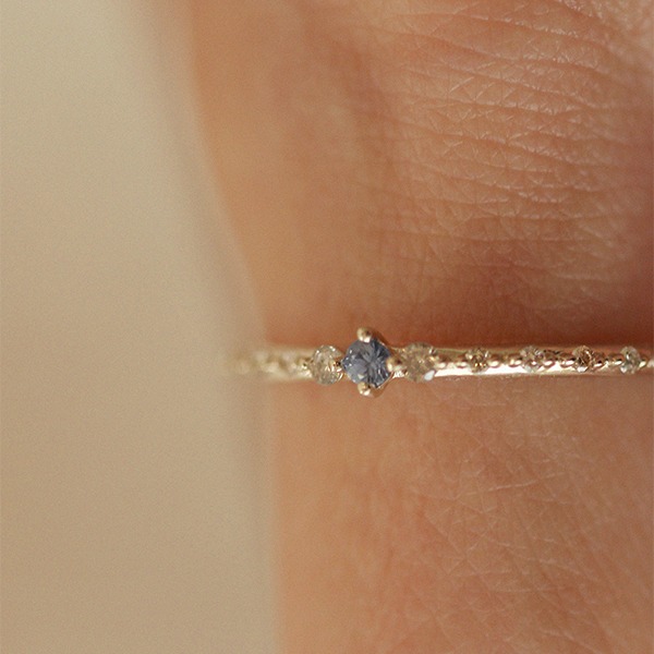 1P Blue Sapphire, Cognac Diamond Dear Ring 18K 1P 블루 사파이어, 꼬냑 다이아몬드 디얼 반지